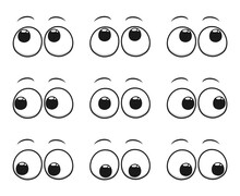 Set Of Cartoon Eyes Looking In All Directions