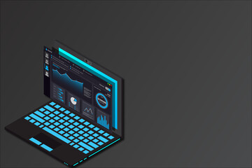 Fototapete - Web design and development, web administration, isometric laptop, isometric technology, vector isometric illustrations.