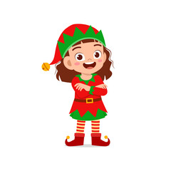 Wall Mural - happy cute little kid boy and girl wearing green elf christmas costume