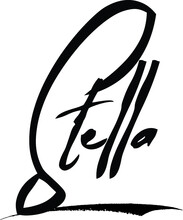 Stella -Female Name Modern Brush Calligraphy Cursive Text On White Background