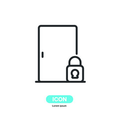 Door lock icon vector isolated on white background.