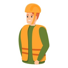 Poster - Worker in vest icon. Cartoon of worker in vest vector icon for web design isolated on white background
