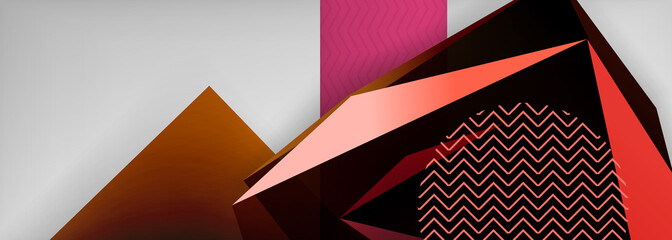 Low poly 3d geometric shapes, minimal abstract background. Vector illustrations for covers, banners, flyers and posters and other