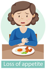 Wall Mural - Cartoon character with loss of appetite symptoms