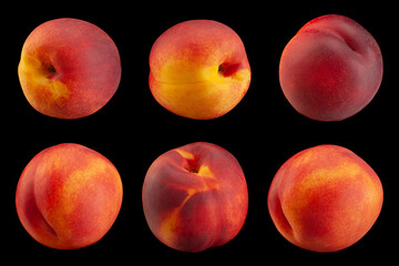 Wall Mural - Ripe nectarine fruit collection on black