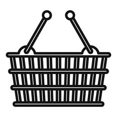 Canvas Print - Metal shop basket icon, outline style