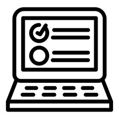 Poster - Laptop exam test icon. Outline laptop exam test vector icon for web design isolated on white background