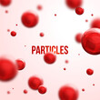 Abstract molecules design. Red atoms or blood drops. Medical background for banner or flyer.
