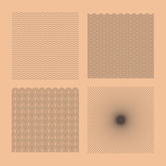 Fototapete - Vector abstract textures in linear simple style - sun rays and waves