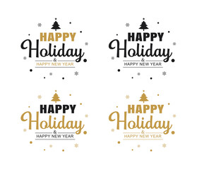 Wall Mural - merry christmas and happy new year typography label with symbols design set. use for sticker, badge,