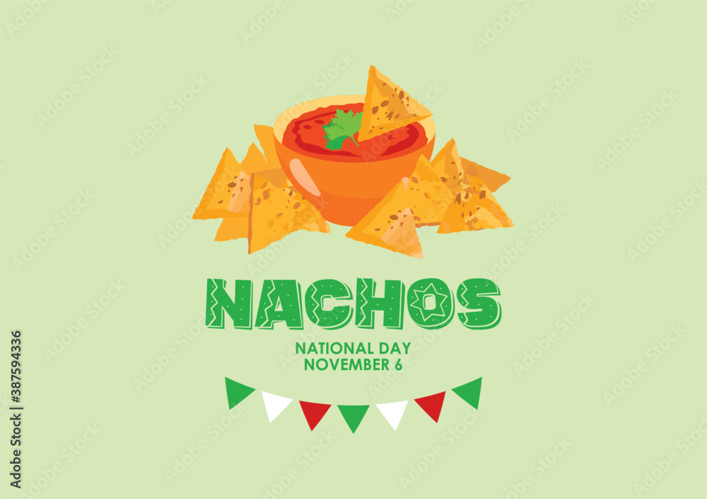 National Nachos Day vector. Mexican nachos corn tortilla with tomato ...