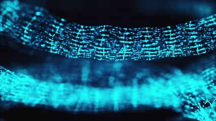 Poster - Computer generated blue gaseous shape from particles with depth of field. 3d rendering of abstract glowing background