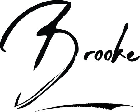 Brooke-Female/Girl Name Modern Brush Calligraphy Cursive Text on White Background