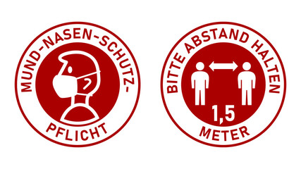 Poster - Set of Round Sticker Signs in German 