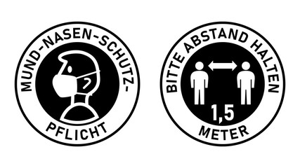 Poster - Set of Round Sticker Signs in German 