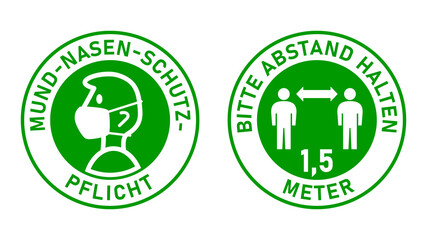 Poster - Set of Round Sticker Signs in German 