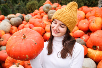 girl with pumpkins