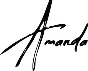 Fototapete - Amanda-Female Name Modern Brush Calligraphy Cursive Text on White Background