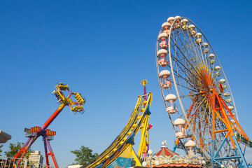 amusement park, theme park and funfair, big ferris wheel and color images - Turkey, Ankara