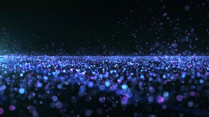 Aufkleber - Particles fast float in space in with depth of field. Abstract animation of particles in 4k.