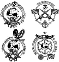 Marine Corps Anchor And USA Flag