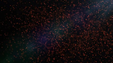 Aufkleber - Floating dust particles with flare on dark backlight background. 3d animation of dynamic wind particles in the air with depth of field.
