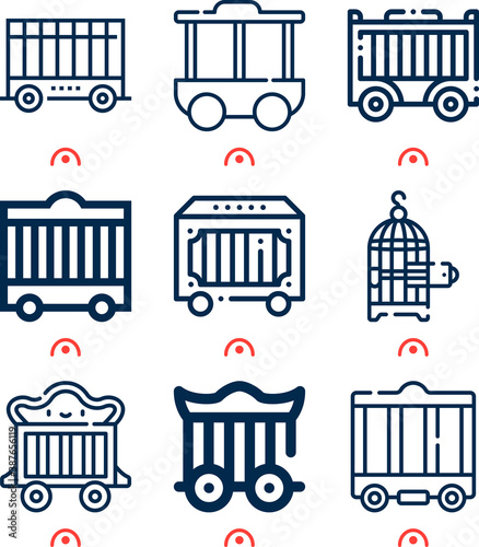 Fotomural Simple set of 9 lineal icons on following themes {ico_titles}
