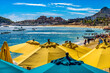 Umbrellas Beach Restaurants Boats Cabo San Lucas Mexico