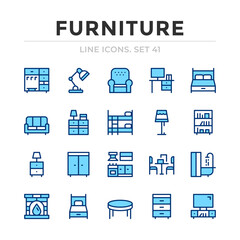Poster - furniture vector line icons set. thin line design. outline graphic elements, simple stroke symbols. 