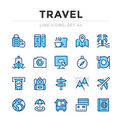 Poster - travel vector line icons set. thin line design. outline graphic elements, simple stroke symbols. tra