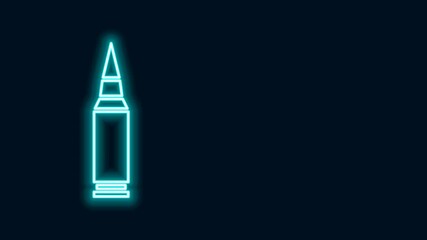 Canvas Print - Glowing neon line Bullet icon isolated on black background. 4K Video motion graphic animation