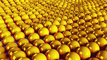 Aufkleber - Abstract wavy surface of many gold balls. 3d rendering background, modern computer generated