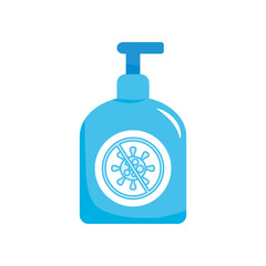 Sticker - antibacterial gel bottle icon, flat style