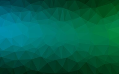 Poster - dark blue, green vector blurry triangle template.