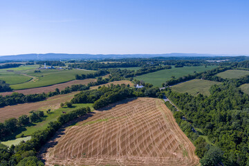 Aerial view of farmland near Dickerson, Maryland.