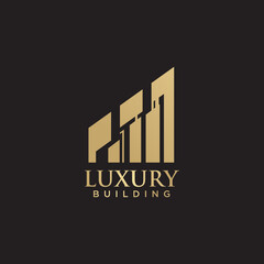 Sticker - Luxury building logo design with golden color