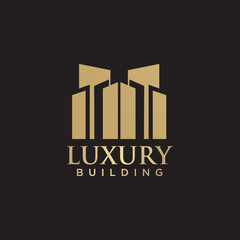 Sticker - Luxury building logo design with golden color