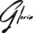 Gloria-Female Name Modern Brush Calligraphy Cursive Text on White Background