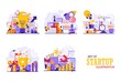 © anis - A collection of tiny people illustration concept designs with the theme of startup and activities in it. Vector illustration