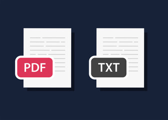 Poster - Pdf document or text doc file icon vector symbol flat clipart on dark background