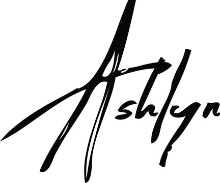 Ashlyn-Female Name Modern Brush Calligraphy Cursive Text on White Background