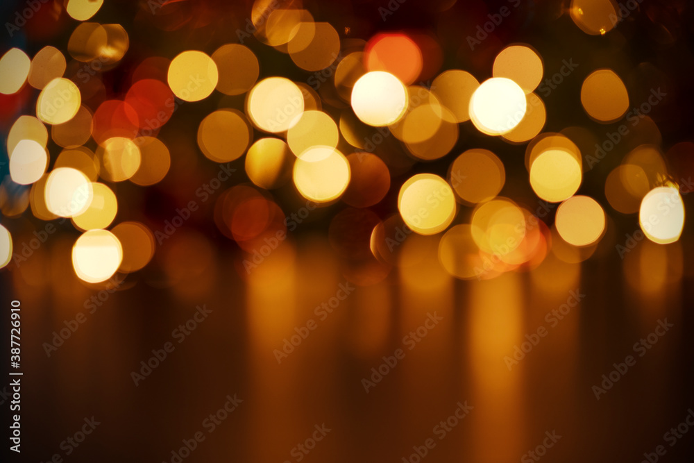 Christmas lights background with golden bokeh Stock Photo | Adobe Stock