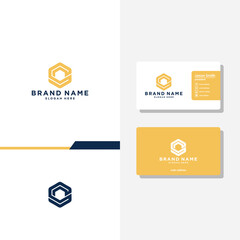 Letter C hexagon concept logo designs business card