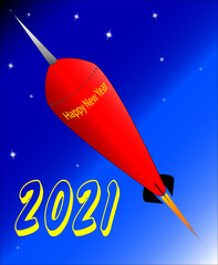 Wall Mural - Happy New Year 2021 Rocket