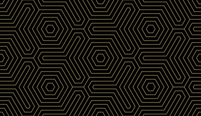 Aufkleber - Background pattern seamless geometric line abstract gold luxury color vector. Christmas background.