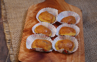 muffins on a wooden table