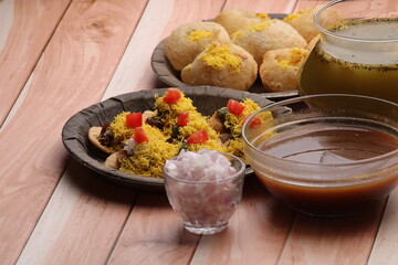 Bombay chat food golgappa/panipuri and sev-poori