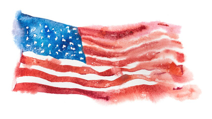 USA, american flag. United States of America. Hand drawn watercolor illustration.