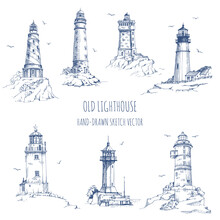 Lighthouse. Hand Drawn Sketch Vector. Ancient Architecture