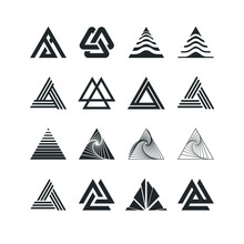 Triangle Logo Set Collection - Abstract Prism Geometric Shape Graphic Geometry Line Futuristic Polygonal Layout Marketing Perspective Corporate Tech Delta Spectrum Business